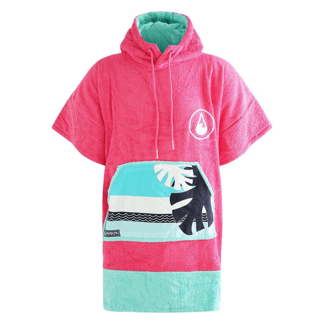 Poncho Pink Wave XS, Baumwolle Velours Kids Ponchos WAVE HAWAII