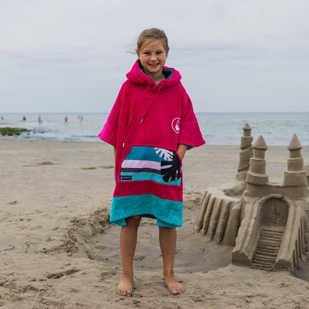 Poncho Pink Wave, Baumwolle Velours Kids Ponchos WAVE HAWAII