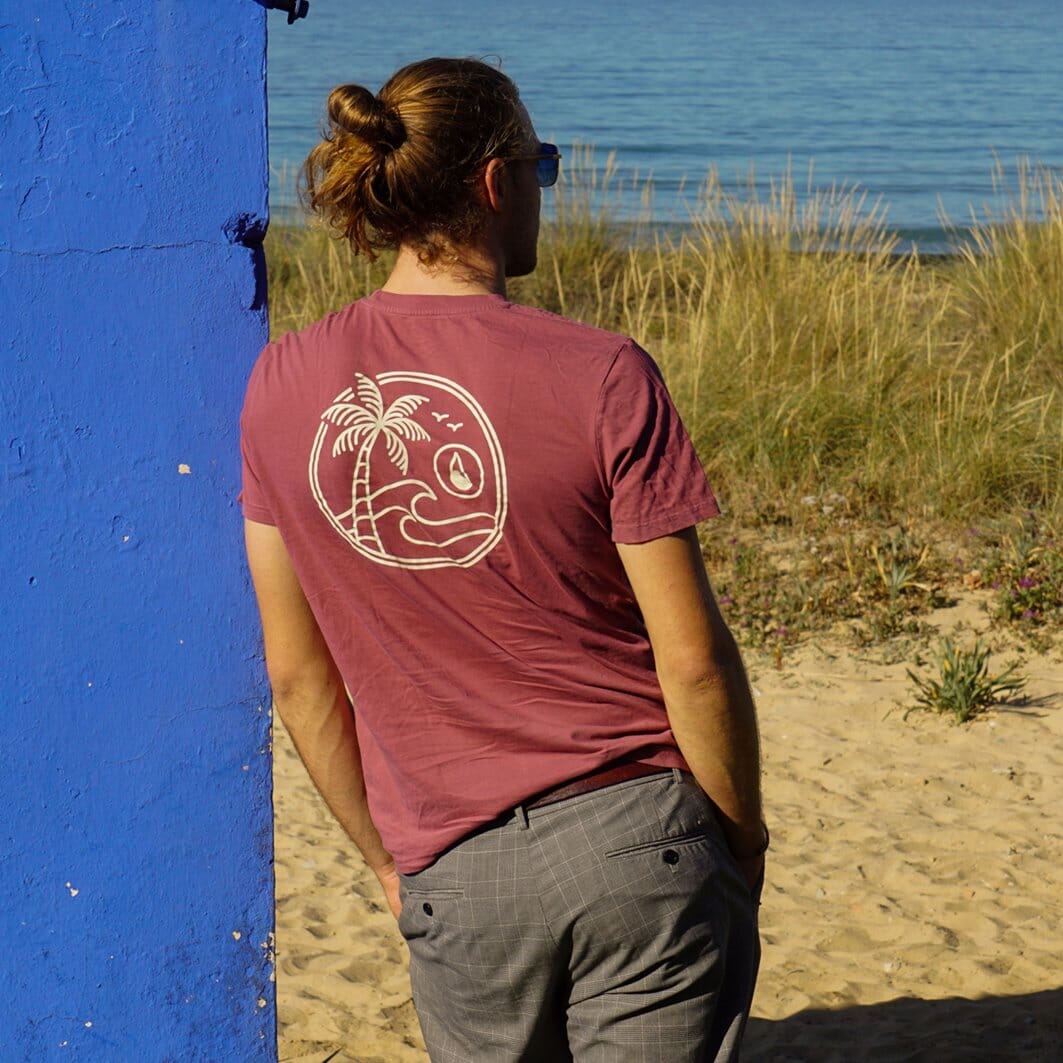 T-Shirt Waimea Hibiscus Red, Bio Baumwolle T-Shirt WAVE HAWAII