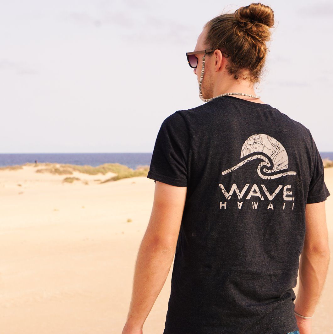 T-Shirt Kalaoa, Heather Black, Bio Baumwolle T-Shirt WAVE HAWAII