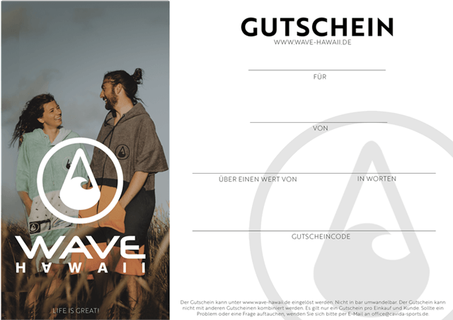 WAVE HAWAII Geschenkgutschein Gutschein WAVE HAWAII