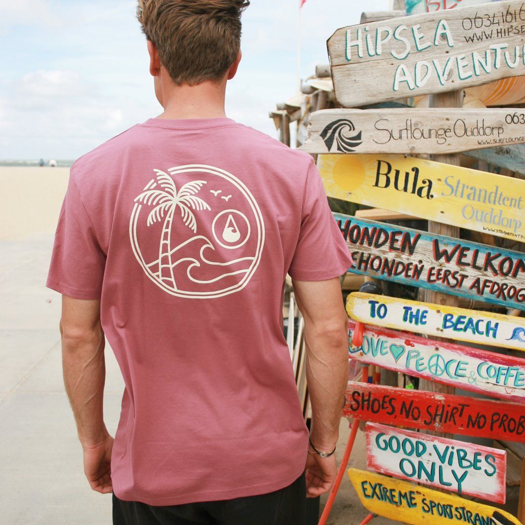 T-Shirt Waimea Hibiscus Red, Bio Baumwolle T-Shirt WAVE HAWAII