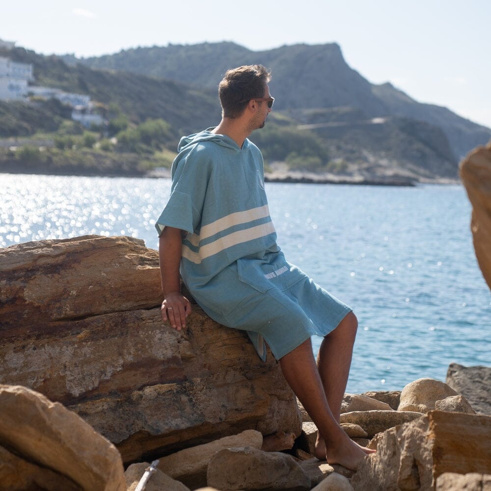 NatureLite Travel Poncho Stripes Blue Travel Ponchos WAVE HAWAII 