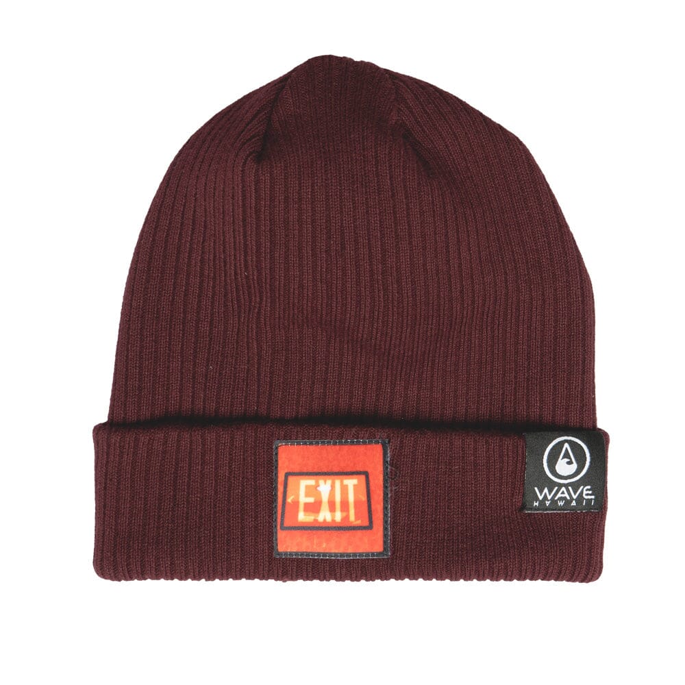 EXITSURF Beanie Bio Cotton Burgundy Red Beanie Wave Hawaii 