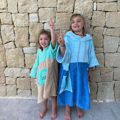 Ponchini Dropsi, Baumwolle Velours Kids Ponchos Wave Hawaii 
