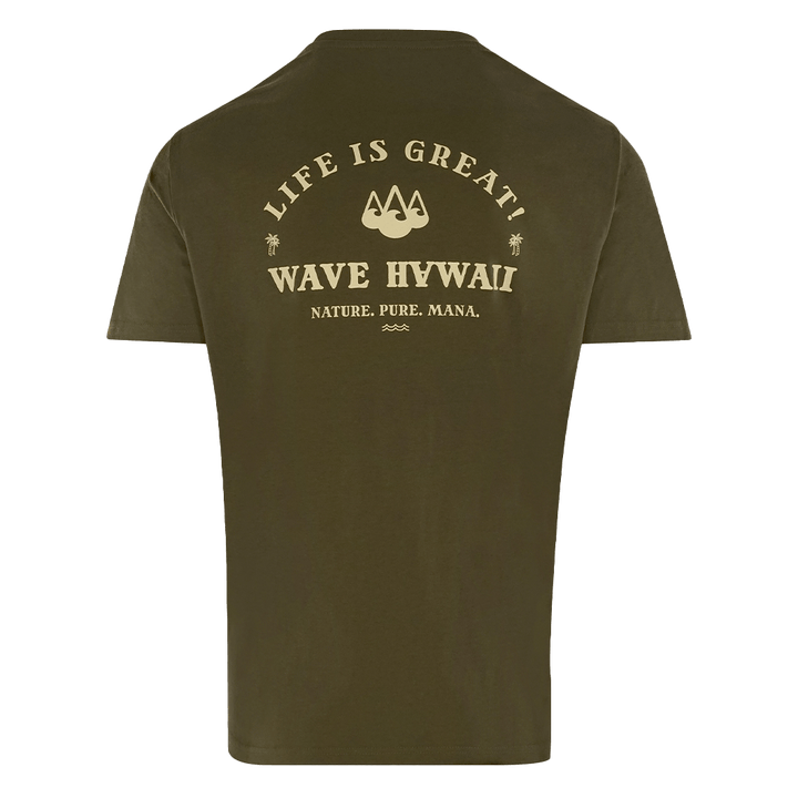 T-Shirt Mana green, Bio Baumwolle T-Shirt WAVE HAWAII 